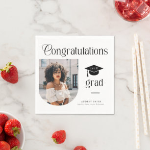 Modern Congratulations Grad Photo Graduation Arch Napkins