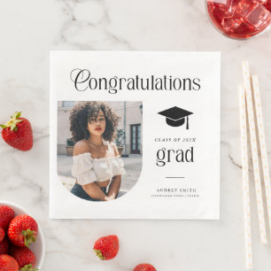 Modern Congratulations Grad Photo Graduation Arch Paper Dinner Napkins
