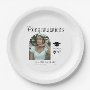 Modern Congratulations Grad Photo Graduation Arch Paper Plates