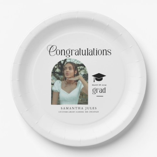Modern Congratulations Grad Photo Graduation Arch Paper Plates