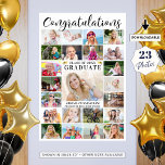 Modern Congratulations Graduate 23 Photo Collage Poster<br><div class="desc">Create a photo memory display on a poster print to showcase your graduate through the years at his or her graduation party utilizing this easy-to-upload photo collage template with 23 rectangle pictures. Personalized with their name and school or your custom text with the title CONGRATULATIONS in a chic calligraphy script...</div>