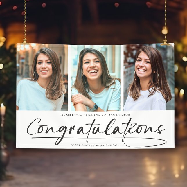 Modern Congratulations Graduate 3 Photo Collage  Banner (Creator Uploaded)