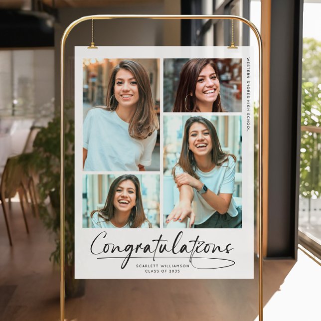 Modern Congratulations Graduate 4 Photo Collage  Foam Board (Creator Uploaded)