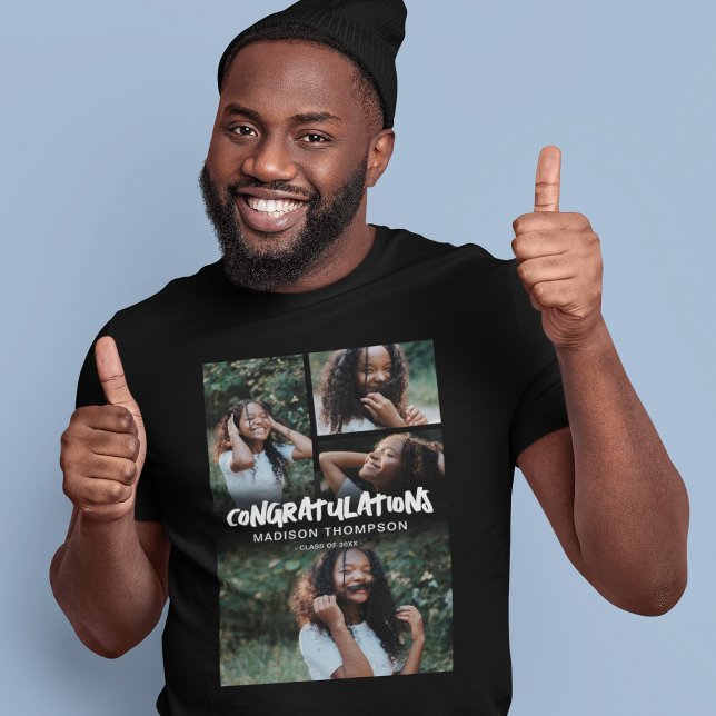 Modern Congratulations Graduate Photo Collage T-Shirt (Creator Uploaded)