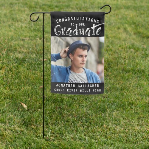 Modern Congratulations Graduate Photo Personalized Garden Flag