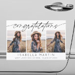 Modern Congratulations Graduation 3 Photo Script  Car Magnet<br><div class="desc">Modern Congratulations Graduation 3 Photo Script Car Magnet</div>