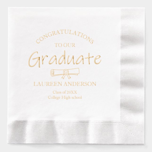 Modern Congratulations Graduation Foil Napkins (Front)