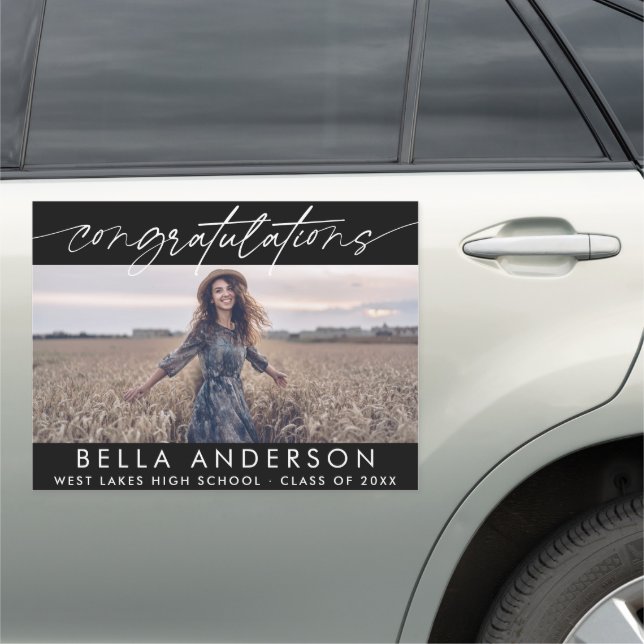 Modern Congratulations Graduation Script Photo  Car Magnet (In Situ)