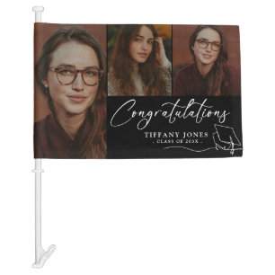 Modern Congratulations Photo Graduation Party Car Flag