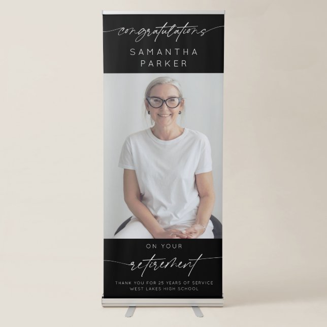 Modern Congratulations Retirement Photo Script  Retractable Banner (Front)