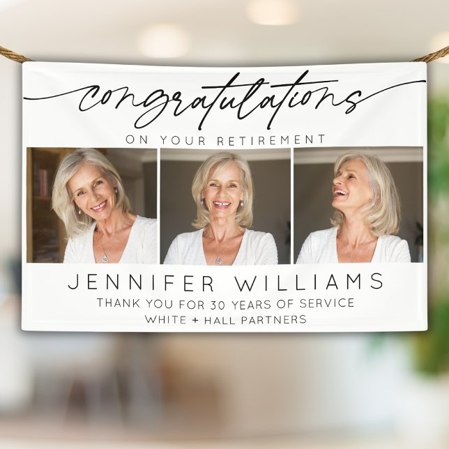 Modern Congratulations Retirement Script 3 Photo Banner (Creator Uploaded)