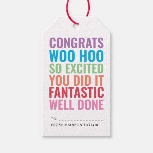 Modern CONGRATULATIONS WELL DONE YOU DID IT Gift Tags