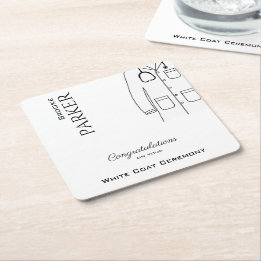 Modern Congratulations White Coat Ceremony Square Paper Coaster