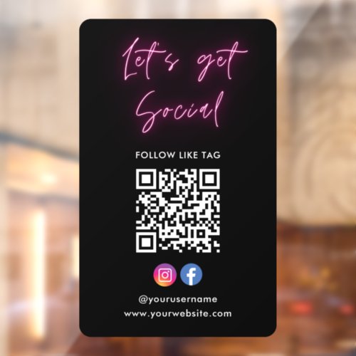 Modern Connect With Us Instagram Facebook Qr Code Window Cling