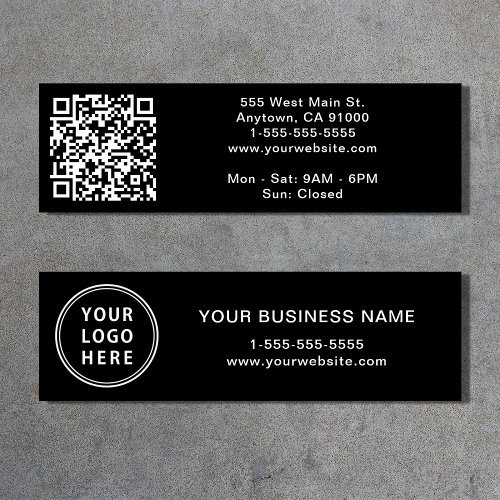Modern Connect With Us Logo QR Code Black Mini Business Card