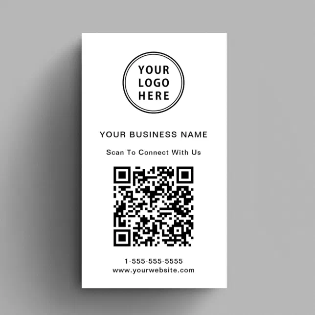 Modern Connect With Us Logo QR Code Business Card | Zazzle