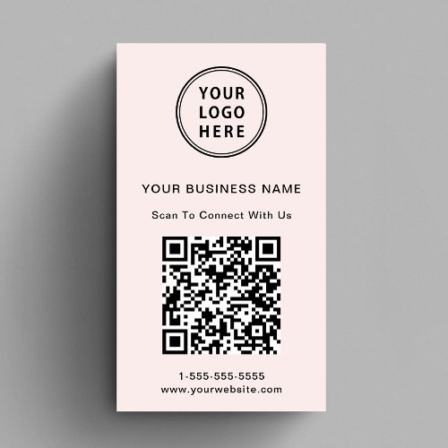 Modern Connect With Us Logo QR Code Pink Business Card