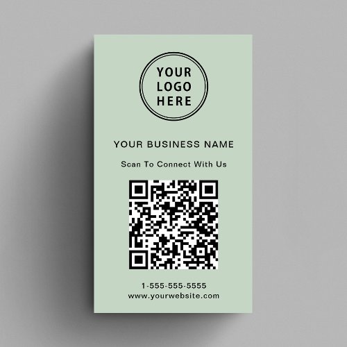 Modern Connect With Us Logo QR Code Sage Business Card