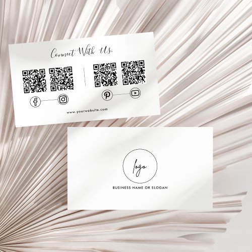  Modern Connect With Us QR Code Social Media Logo Business Card