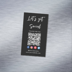 Modern Connect With Us Social Media Qr Code Logo Business Card Magnet