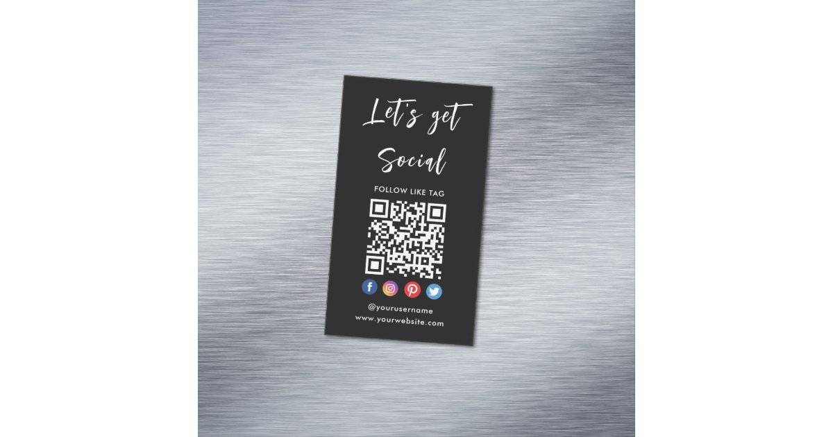 Modern Connect With Us Social Media Qr Code Logo Business Card Magnet ...