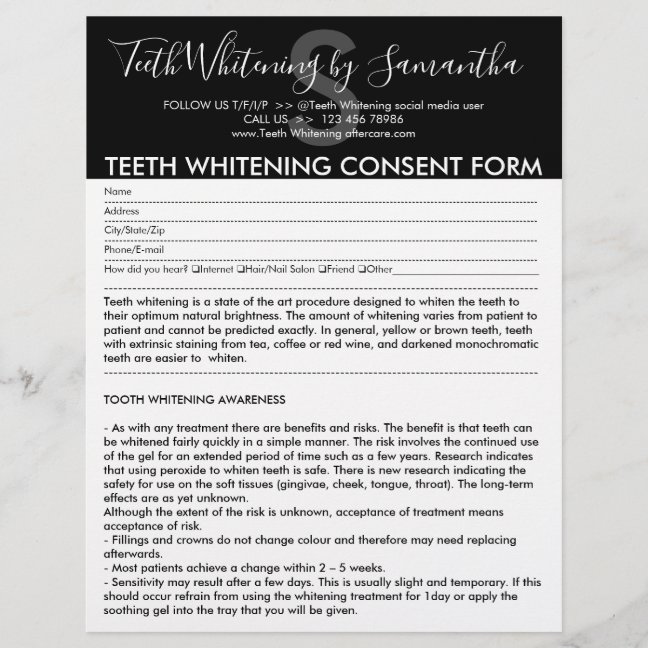 Modern Consent Budget Form Teeth Whitening Flyer