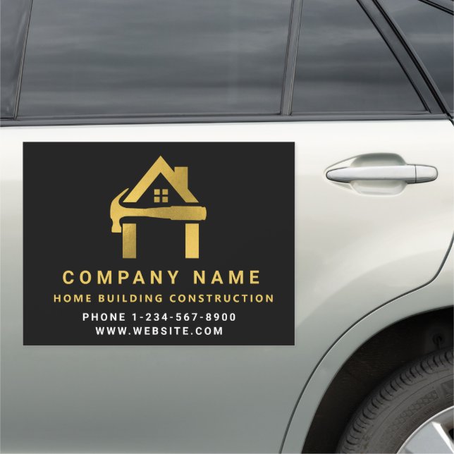Modern Construction Black Gold Home Building Lux Car Magnet (In Situ)