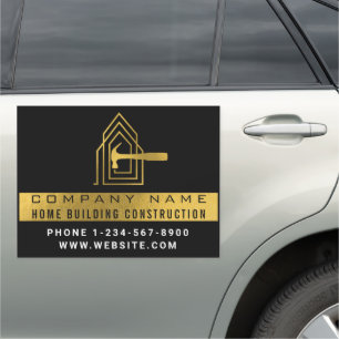Modern Construction Black Gold Home Building Lux Car Magnet