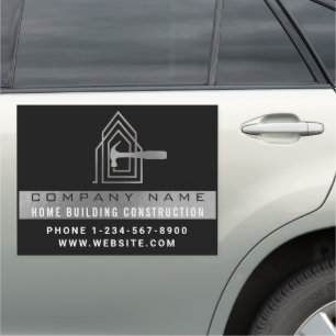 Modern Construction Black Silver Home Building Lux Car Magnet