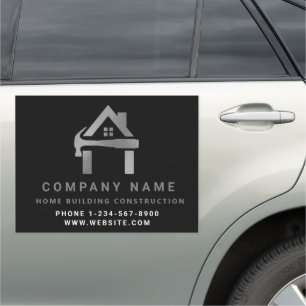 Modern Construction Black Silver Home Building Lux Car Magnet