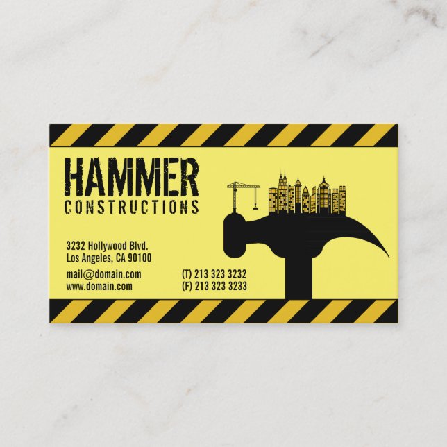 Modern Construction Builder Contractor Business Card (Front)