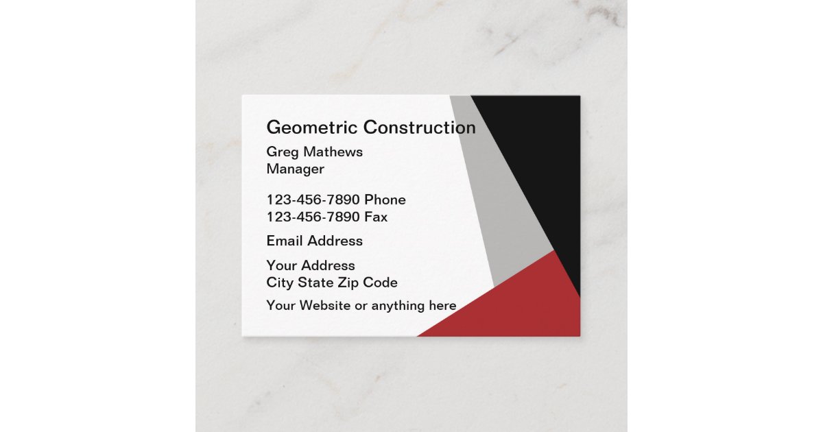 Modern Construction Business Card Zazzle