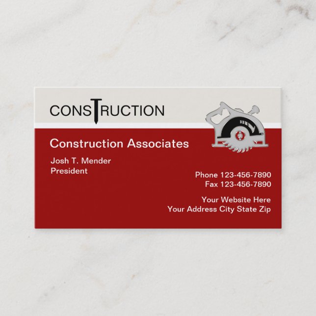 Modern Construction Business Cards (Front)