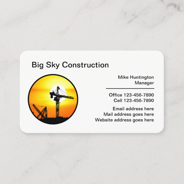 Modern Construction Business Cards Template (Front)