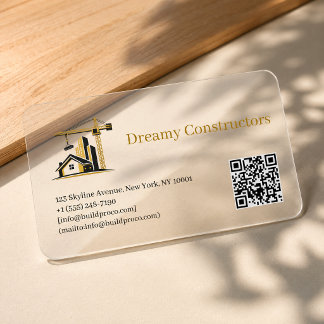 Modern Construction Campany Clear Business Cards
