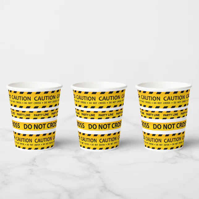 Modern Construction Caution Birthday Baby Shower Paper Cups | Zazzle