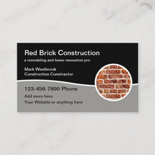 Modern Construction Constructor Editable Template Business Card
