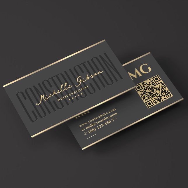 Modern Construction Contractor Dark Grey Faux Gold Business Card (Modern Construction Contractor Dark Grey Faux Gold Business Card
)
