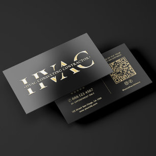 Modern Construction Contractor Monogram Black Gold Foil Business Cards