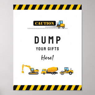 Modern Construction Dump Truck Birthday Gifts Sign