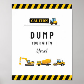 Modern Construction Dump Truck Birthday Gifts Sign