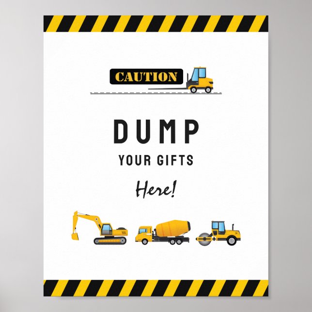 Modern Construction Dump Truck Birthday Gifts Sign (Front)
