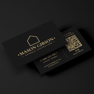 Modern Construction General Contracting Logo Black Business Card