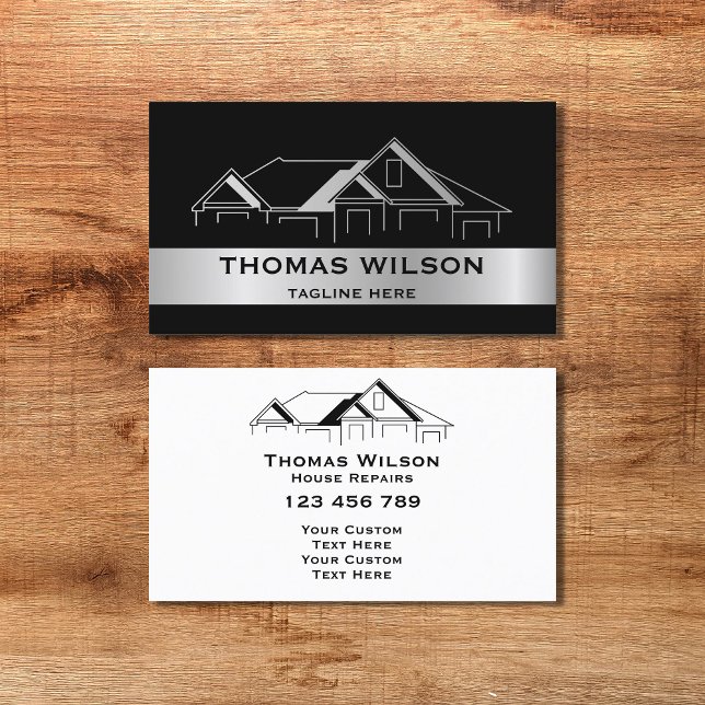Modern Construction Handyman Carpenter Tools Busin Business Card (MODERN ROOF LOGO)