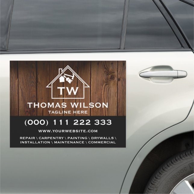 Modern Construction Handyman Carpenter Tools Busin Car Magnet (In Situ)