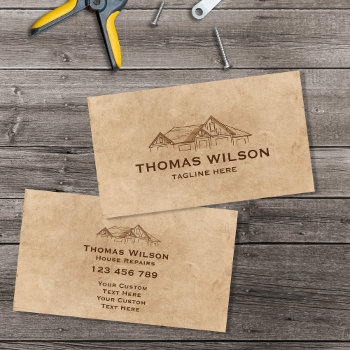 Modern Construction Handyman Carpenter Tools Craft Business Card by smmdsgn at Zazzle