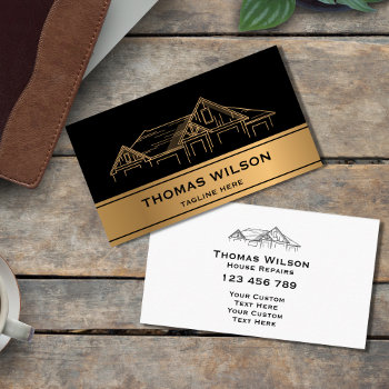 Modern Construction Handyman Carpenter Tools Gold Business Card by smmdsgn at Zazzle