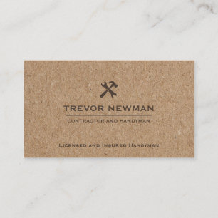 Modern Construction Handyman Carpenter Tools Kraft Business Card