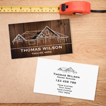 Modern Construction Handyman Carpenter Tools Wood  Business Card by smmdsgn at Zazzle
