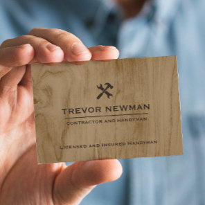 Modern Construction Handyman Carpenter Tools Wood Business Card